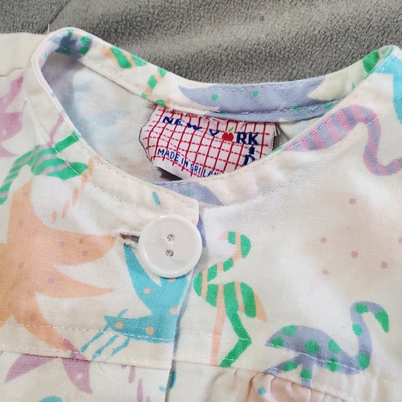 Vintage New York Kids Romper Flamingo and Palm Trees - Picture 2 of 8